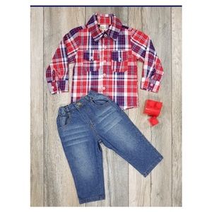 Plaid Shirt & Jean Set